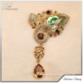 Gemstone gold jewelry wholesale rhinestone diamond colored teardrop crystal brooch
